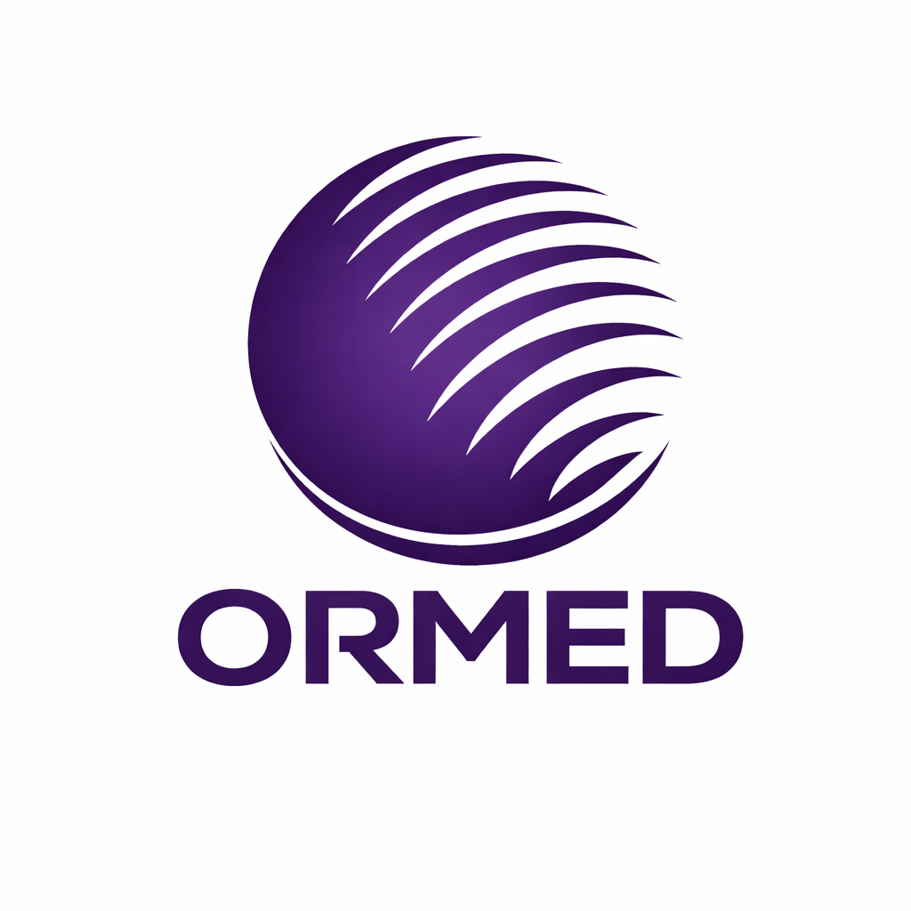Stylized purple _ORMED_ logo design
